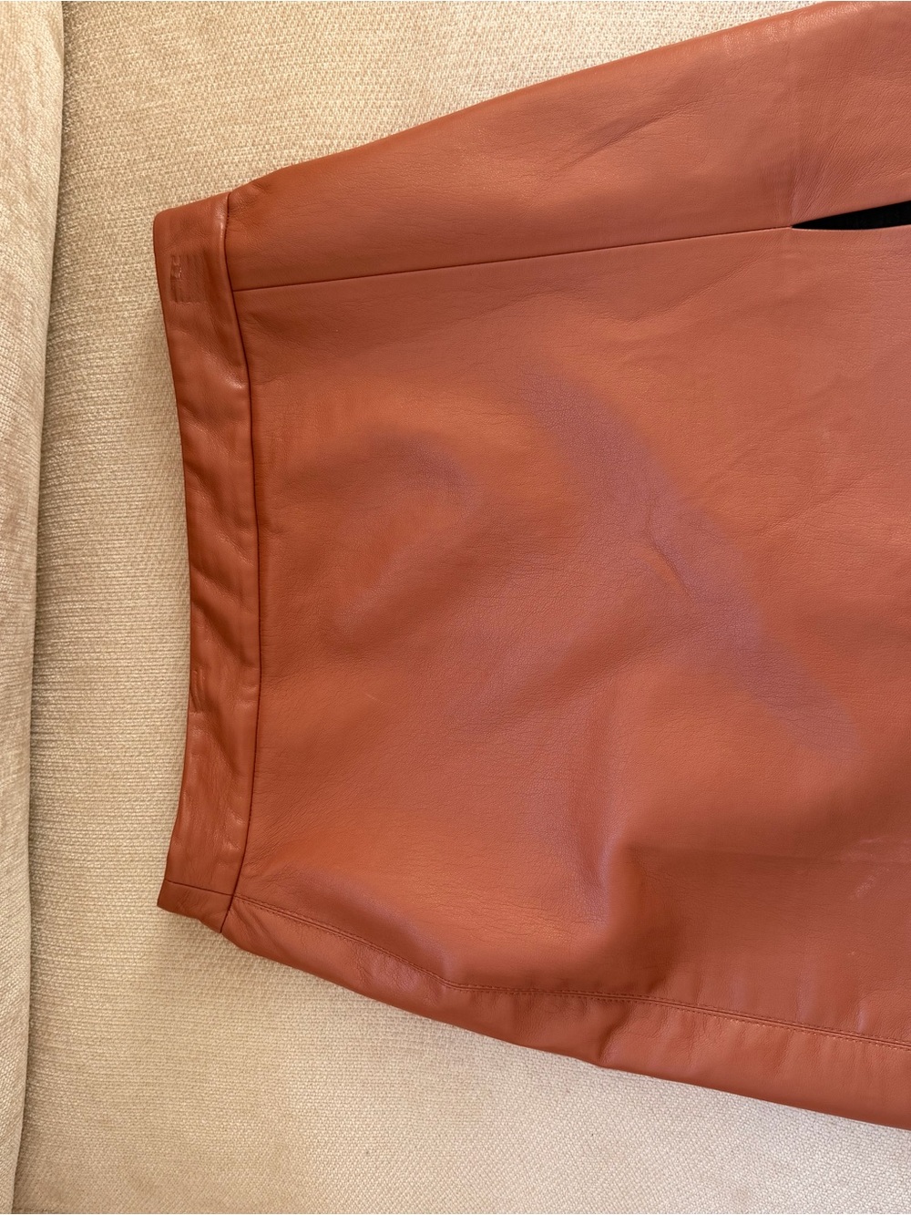 Wilfred Mini Leather Skirt in Rust Brown
